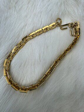 Vintage Gold Tone Chunky Link Bracelet 8" long .25" wide